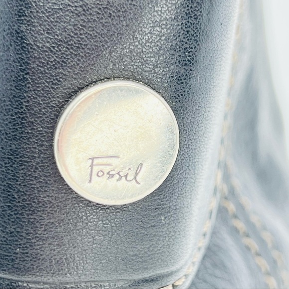 Fossil Handbag Black Leather Single Strap Shoulder Bag Top Zip - Picture 8 of 16